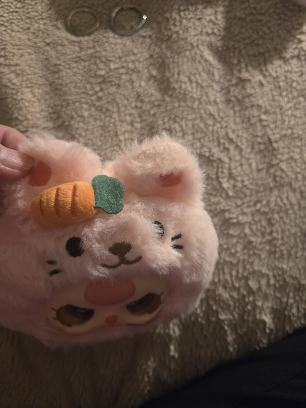 Pink Plush Bunny-Faced Kids Squishy Toy with Carrot Accent